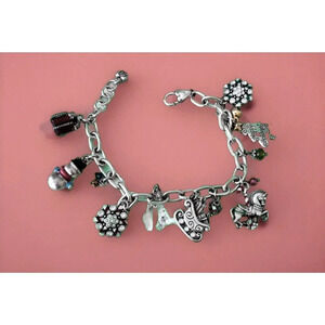 BRIGHTON Christmas Theme, Some Retired CHARM Bracelet, Adjustable Jewelry